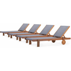 Habitat Et Jardin - Bain de soleil en bois exotique 'Saïgon' - Maple - Gris - Lot de 4