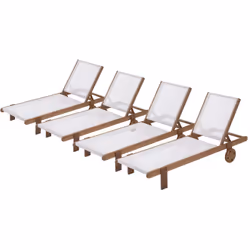 Lot de 4 bains de soleil en bois et textilène > Un air d'exotisme Aménagez-vous un jardin authentique avec ce lot de 4 transa ...