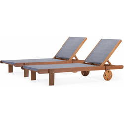 Habitat Et Jardin - Lot de 2 bains de soleil en bois exotique 'Saïgon' - Maple - Gris