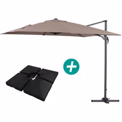 Habitat Et Jardin Parasol Jardin Déporté Alu "sun 3" - Carré - 3 X 3 M - Taupe - Dalles Incluses