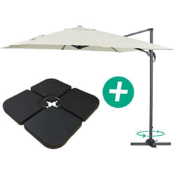 Habitat Et Jardin - Parasol jardin déporté Alu 'Sun 3' - Carré - 3 x 3 m - Ecru - Dalles incluses