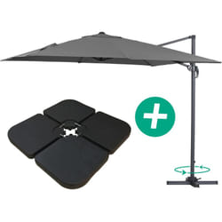 Habitat Et Jardin - Parasol jardin déporté Alu 'Sun 3' - Carré - 3 x 3 m - Gris - Dalles incluses