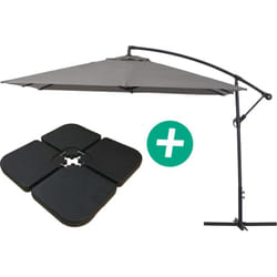 Parasol jardin déporté Alu 'Ilios 3' - Carré - 3 x 3 m - Gris - Dalles incluses