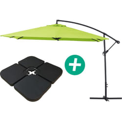 Parasol jardin déporté Alu 'Ilios 3' - Carré - 3 x 3 m - Vert - Dalles incluses