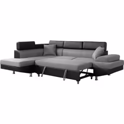 Description générale Canapé d'angle convertible 'Sophia Luxe' en noir et gris, idéal pour accueillir jusqu'à 5 personnes. Ce ...