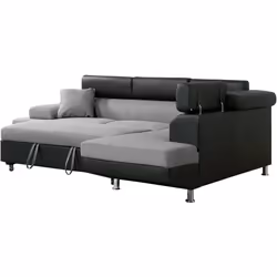 Habitat Et Jardin Canapé D'angle Convertible "sophia Luxe" - 265 X 190.5 X 80/91 Cm - Noir / Gris - 5 Places - Angle Droit