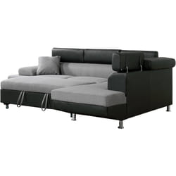 Habitat Et Jardin Canapé D'angle Convertible "sophia Luxe" - 265 X 190.5 X 80/91 Cm - Noir / Gris - 5 Places - Angle Droit