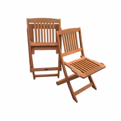 Habitat Et Jardin Lot De 2 Chaises Jardin Pliante En Bois Exotique "hongkong" - Maple - Marron Clair