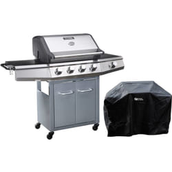 Barbecue gaz avec led 'Bingo 5' - 5 Brûleurs dont 1 latéral - 15.2kW + Housse protection - Argenté