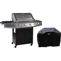 Habitat Et Jardin - Barbecue Gaz avec led 'Bingo 4' - 4 brûleurs dont 1 latéral - 14kW + Housse protection - Noir
