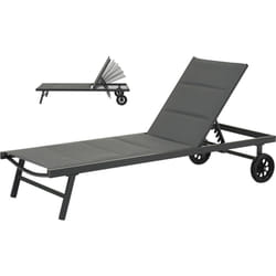 Bain de soleil textilène matelassé et aluminium 'Bella' - Phoenix - Gris foncé