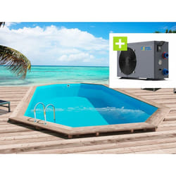 Piscine bois 'Sao Paulo' - 6.57 x 4.07 x 1.20 m + Pompe à chaleur - Puissance 6.1 kW