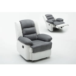 Habitat Et Jardin - Fauteuil relax 'Buckingham' - 85 x 93 x 100 cm - Blanc / Gris clair