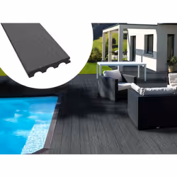 Habitat Et Jardin Pack 15 M² - Lames De Terrasse Composite Pleines - Gris Foncé