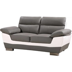 Habitat Et Jardin - Canapé fixe en cuir reconstitué et pvc ' Dallas' - 169 x 88 x 90 cm - 2 places - Gris/Blanc