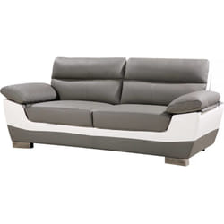 Habitat Et Jardin - Canapé fixe en cuir reconstitué et pvc ' Dallas' - 210 x 88 x 90 cm - 3 places - Gris/Blanc