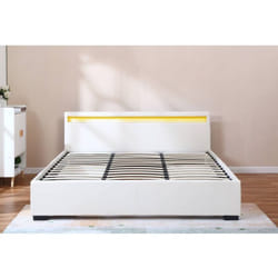 Lit led double avec 4 tiroirs 'Nico' - 180 x 200 cm - Blanc