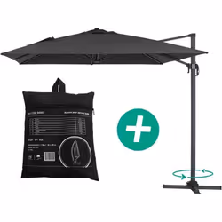 Habitat Et Jardin Parasol Jardin Déporté Alu "sun 4" - Rectangle - 3 X 4 M + Housse De Protection - Noir