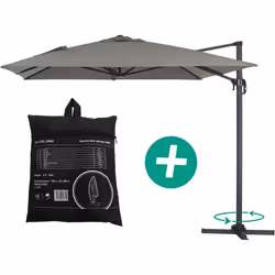 Habitat Et Jardin Parasol Jardin Déporté Alu "sun 4" - Rectangle - 3 X 4 M + Housse De Protection - Gris