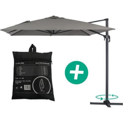 Habitat Et Jardin Parasol Jardin Déporté Alu "sun 4" - Rectangle - 3 X 4 M + Housse De Protection - Gris