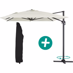 Habitat Et Jardin Parasol Jardin Déporté Alu "sun 4" - Rectangle - 3 X 4 M + Housse De Protection - Ecru