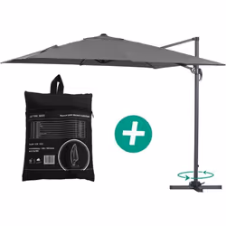 Habitat Et Jardin Parasol Jardin Déporté Alu "sun 3" - Carré - 3 X 3 M - Gris + Housse De Protection