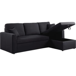 Canapé d'angle convertible/ réversible 'Alain' - 221 x 145 x 85 cm - 3 places - Noir