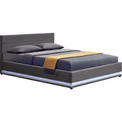 Habitat Et Jardin Lit Led Avec Coffre "anastasia" - 160 X 200 - Gris Foncé