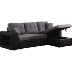 Canapé d'angle convertible/réversible 'Axel' - 3 places - Noir/Gris