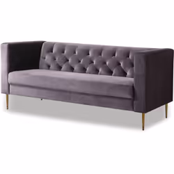Habitat Et Jardin Canapé Fixe En Velours "bruce" - 196 X 76 X 82 Cm - 3 Places - Gris