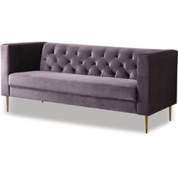 Habitat Et Jardin Canapé Fixe En Velours "bruce" - 196 X 76 X 82 Cm - 3 Places - Gris