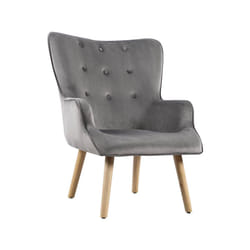 Habitat Et Jardin Fauteuil Style Scandinave Velours "odense" - 73 X 81 X 92.5 Cm - 1 Place - Gris