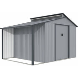 Habitat Et Jardin - Abri de jardin métal avec pergola 'Madras' - 9.12 m² - 257 x 355 x 237 cm - Gris