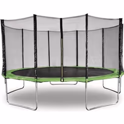 Habitat Et Jardin Trampoline " Yoopi " - ø 4.60 M - Vert - Avec Filet + échelle + Couverture + Kit D'ancrage