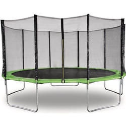 Habitat Et Jardin Trampoline " Yoopi " - ø 4.60 M - Vert - Avec Filet + échelle + Couverture + Kit D'ancrage