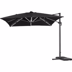 Habitat Et Jardin Parasol Jardin Déporté Led Alu "sun 3 Luxe" 3 X 3 M - Noir