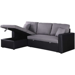 Canapé d'angle convertible/ réversible avec coffre 'Alain' - 3 places - Gris / Noir