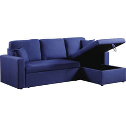 Canapé d'angle convertible/ réversible avec coffre "Alain" - 3 places - Bleu