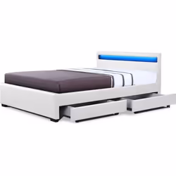 Habitat Et Jardin Lit Led Avec 4 Tiroirs "nico"- 140 × 190 Cm - Blanc
