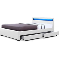 Habitat Et Jardin Lit Led Avec 4 Tiroirs "nico"- 140 × 190 Cm - Blanc