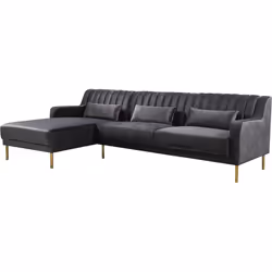 Habitat Et Jardin Canapé D'angle En Velours "oliver" - 275 X 161 X 81 Cm - 5 Places - Gris - Angle Gauche
