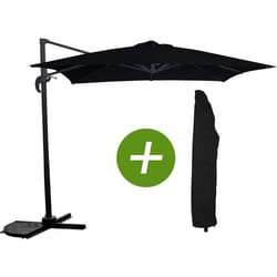 Habitat Et Jardin Parasol Jardin Déporté "soleil" - Carré - 2.5 X 2.5 M - Noir + Housse De Protection