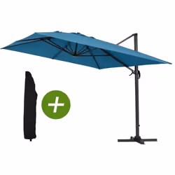 Habitat Et Jardin Parasol Jardin Déporté Alu "sun 4" - Rectangle - 3 X 4 M - Bleu + Housse De Protection