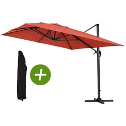Habitat Et Jardin Parasol Jardin Déporté Alu "sun 4" - Rectangle- 3 X 4 M - Rouge + Housse De Protection