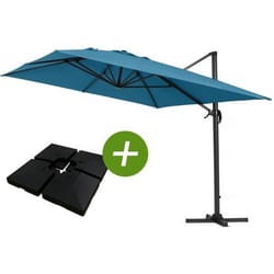Habitat Et Jardin Parasol Jardin Déporté Alu "sun 4" - Rectangle - 3 X 4 M - Bleu - Dalles à Lester Incluses