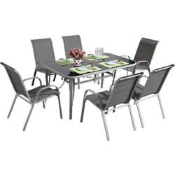 Habitat Et Jardin - Salon de jardin textilène 'cordoba + Porto' 6 personnes gris clair
