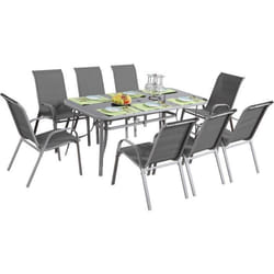 Habitat Et Jardin Salon De Jardin Textilène "cordoba + Porto" 8 Personnes Gris Clair