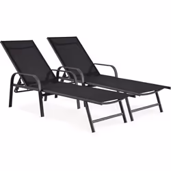 Habitat Et Jardin Lot De 2 Bains De Soleil En Métal "farniente" - Noir