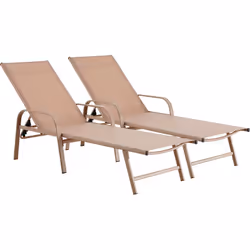 Lot de 2 Bains de soleil "Farniente" - Dimensions : 193 x 59.5 x 45-102.5 cm - Matière : métal - Marron Lot de 2 Bains de sol ...