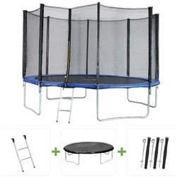 Trampoline 'Joycy' - ø 4,27 m - Avec Filet + échelle + couverture + kit d'ancrage
